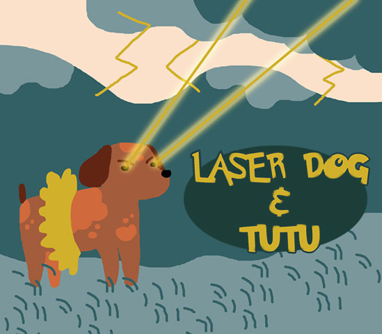 Anime Cover of Laser Dog with Tutu in Storm
