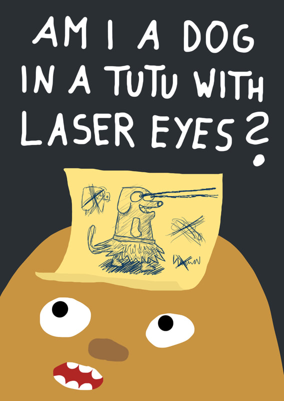 Who am I Post-It with Laser Dog in Tutu